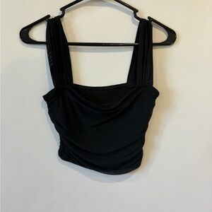 SHEIN Black Draped Crop Top